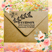 美しい蝶のカスタムファミリー名と住所 セルフインキングスタンプ