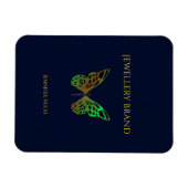 美しい蝶のダークブルー マグネット (横)