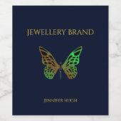 美しい蝶のダークブルー ワインラベル (シングルラベル)