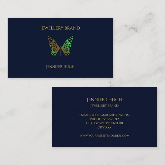美しい蝶のダークブルー 名刺 (正面/裏面)