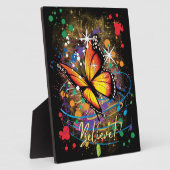 美しい蝶のテーブルトッププラークとイーゼル フォトプラーク (側面)