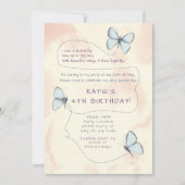 美しい蝶のバースデーパーティ招待状 招待状 (正面)