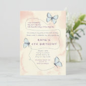 美しい蝶のバースデーパーティ招待状 招待状 (スタンド正面)