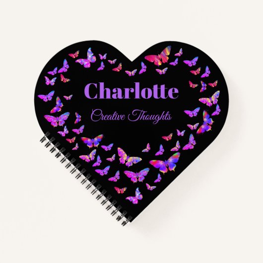 美しい蝶のパタパーソナライズされたーン ノートブック (正面)