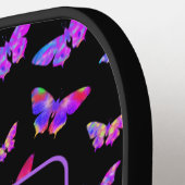 美しい蝶のパターンのモノグラム名 ピックルボールラケット (左詳細)