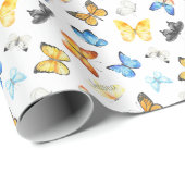 美しい蝶のパターン名誕生日 ラッピングペーパー (ロールコーナー)