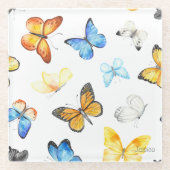 美しい蝶のパターン（名前） ガラスコースター (正面)