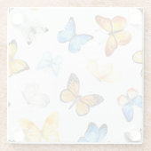 美しい蝶のパターン（名前） ガラスコースター (裏面)