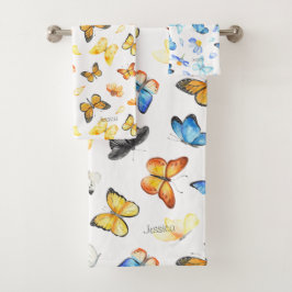 美しい蝶のパターン（名前） バスタオルセット