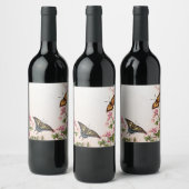 美しい蝶のフローラワインラベル ワインラベル (ボトル)