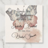 美しい蝶のブライダルシャワーのお礼 フェイバータグ (正面)