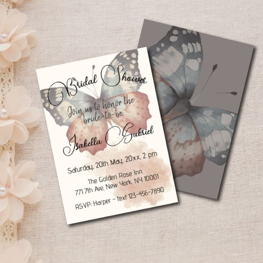 美しい蝶のブライダルシャワー招待 招待状