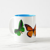 美しい蝶のマグカップ ツートーンマグカップ (正面左)