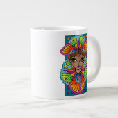 美しい蝶の女の子のカスタムカットのビニールシール ジャンボコーヒーマグカップ (正面右)