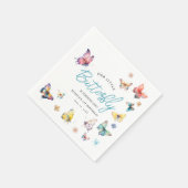 美しい蝶の女の子の誕生日パーティー スタンダードカクテルナプキン (角)