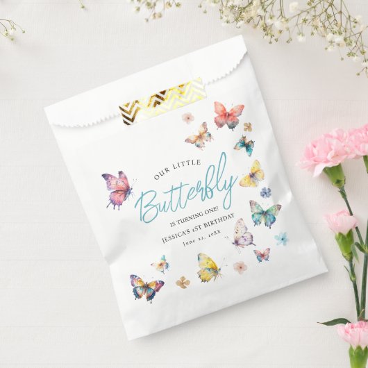 美しい蝶の女の子の誕生日パーティー フェイバーバッグ (封をした状態)