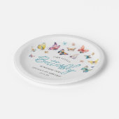 美しい蝶の女の子の誕生日パーティー ペーパープレート (アングル)