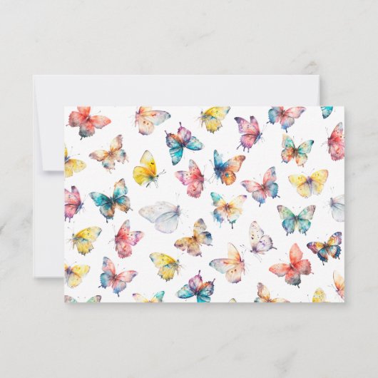 美しい蝶の女の子の誕生日写真 サンキューカード (裏面)