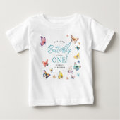 美しい蝶の女の子の1歳の誕生日 ベビーTシャツ (正面)