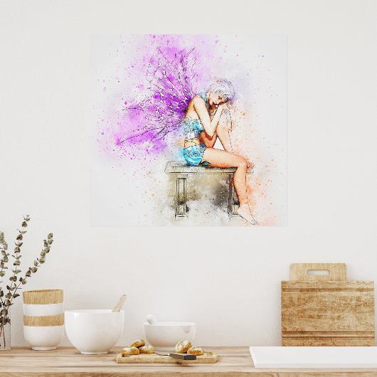 美しい蝶の妖精の芸術 ポスター (キッチン)