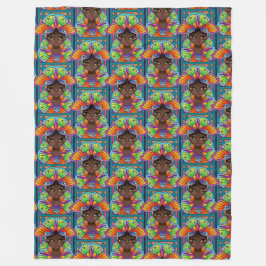 美しい蝶の少女 フリースブランケット