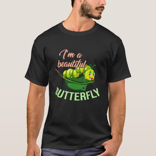 美しい蝶の幼虫のライフサイクル 昆虫 Tシャツ (正面)