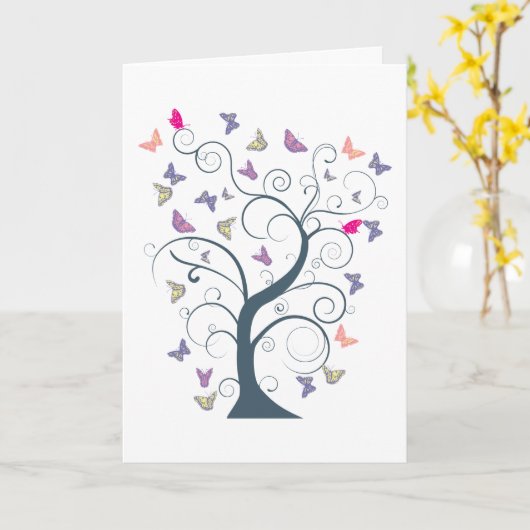 美しい蝶の木 カード (黄色い花)