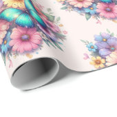 美しい蝶の模様が描かれたデイジーの花 ラッピングペーパー (ロールコーナー)