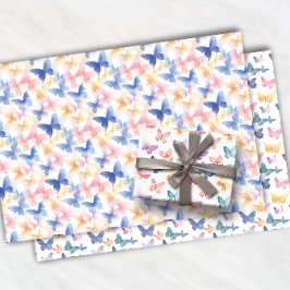 美しい蝶の水の色のパタカラフルーン ラッピングペーパーシート