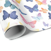 美しい蝶の水の色のパタカラフルーン ラッピングペーパー (ロールコーナー)