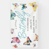 美しい蝶の水の色の女の子ベビーシャワー 横断幕 (縦)