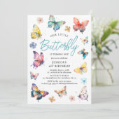 美しい蝶の水彩ガールの誕生日 招待状 (スタンド正面)
