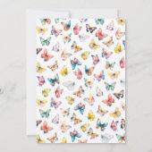 美しい蝶の水彩ガールの誕生日 招待状 (裏面)