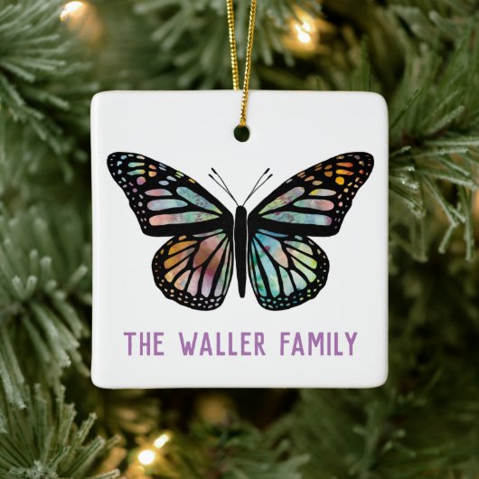 美しい蝶の水色カスタマイズITファミリ セラミックオーナメント (ツリー)