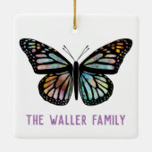 美しい蝶の水色カスタマイズITファミリ セラミックオーナメント (裏面)