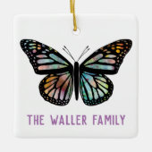 美しい蝶の水色カスタマイズITファミリ セラミックオーナメント (正面)