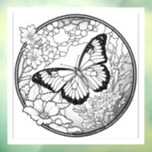 美しい蝶の着色ウィンドウが引き付く ウィンドウサイン (シート3)