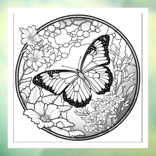 美しい蝶の着色ウィンドウが引き付く ウィンドウサイン (シート3)