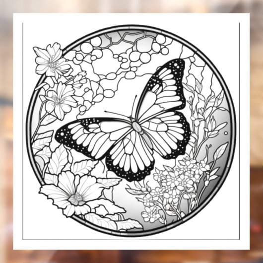 美しい蝶の着色ウィンドウが引き付く ウィンドウサイン (シート2)