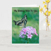 美しい蝶の誕生日グリーティングカード カード (黄色い花)