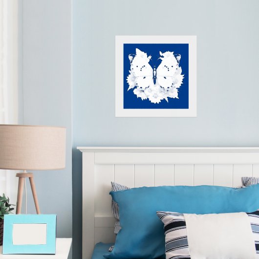 美しい蝶の銀箔 箔ポスター (インサイチュ (寝室))