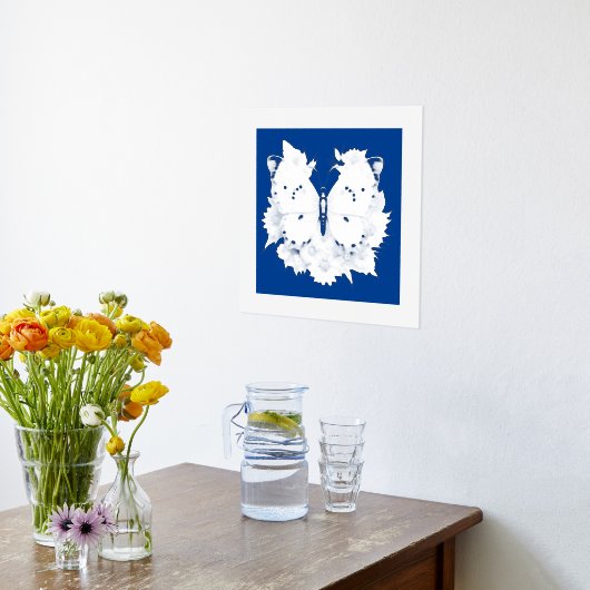 美しい蝶の銀箔 箔ポスター (レイダウン (キッチン))