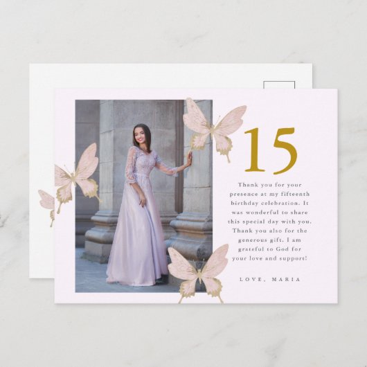 美しい蝶の2枚写真キンセアニエラ感謝カード ポストカード (正面/裏面)