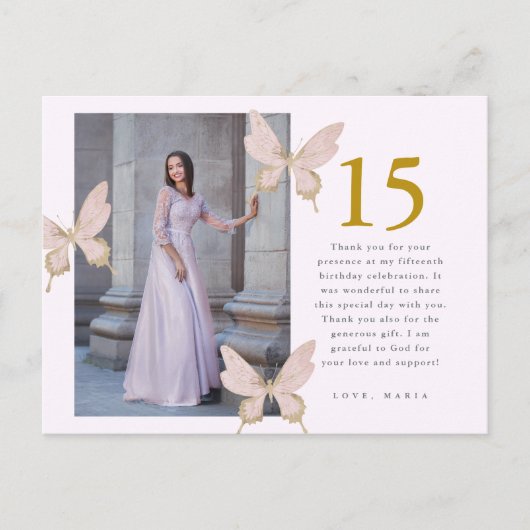 美しい蝶の2枚写真キンセアニエラ感謝カード ポストカード (正面)