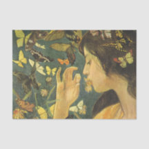 美しい蝶を持つアジアの若い女性