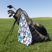 美しい蝶カラフル々 ゴルフタオル (グリーン)