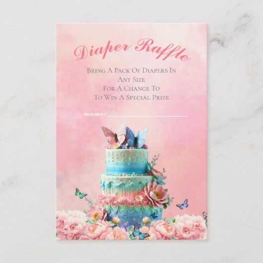 美しい蝶ツインズベビーおむつラッフル エンクロージャーカード (正面)