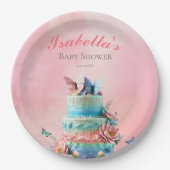 美しい蝶ツインズベビーシャワー ペーパープレート (正面)