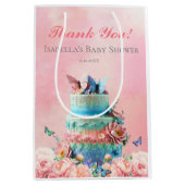 美しい蝶ツインズベビーシャワー ミディアムペーパーバッグ (正面)