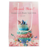 美しい蝶ツインズベビーシャワー ミディアムペーパーバッグ (裏面)